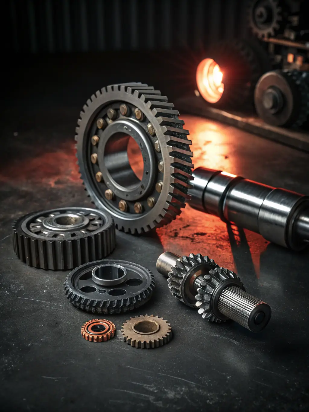 A close-up shot of a complex industrial machine component, meticulously engineered and showing precision craftsmanship, set in a modern industrial facility.